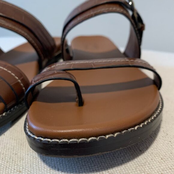 Naturalizer Karlie Toe Loop Sandals Croco Brown Leather with Buckle Size 9.5 - Picture 2 of 10